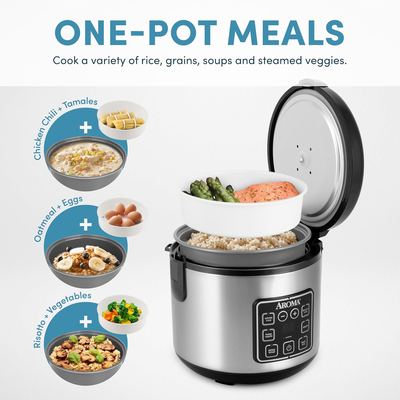 Rice cooker in use