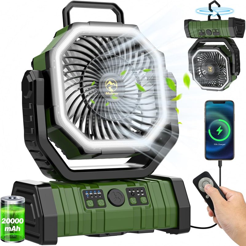 20000mAh Camping Fan with LED Lantern