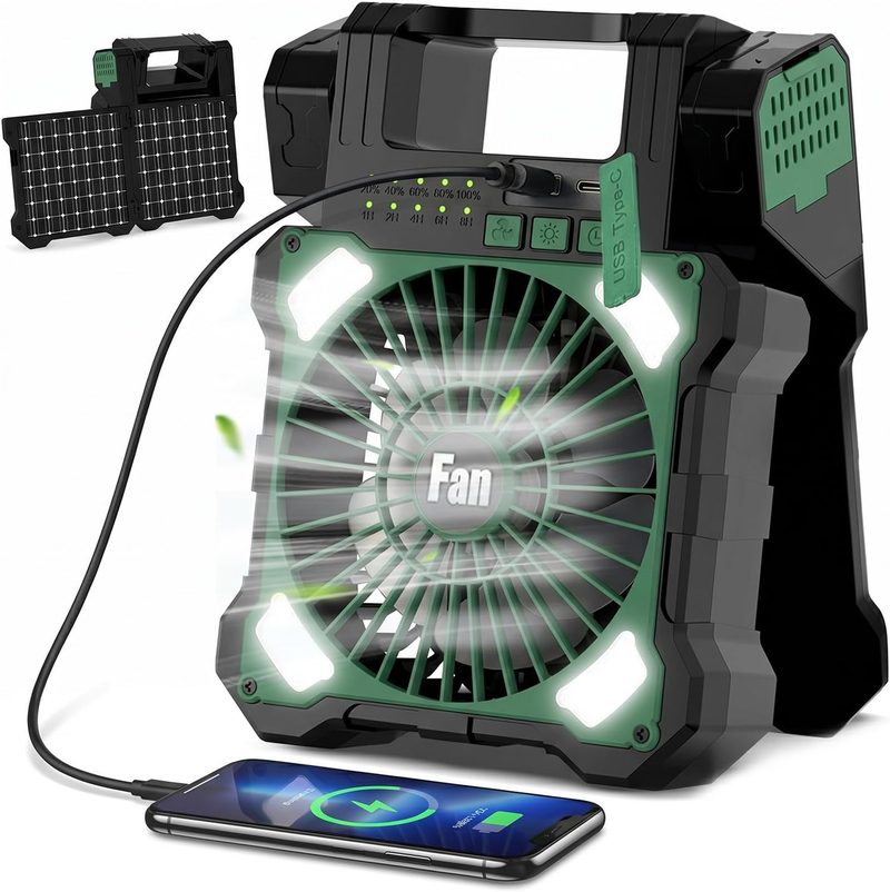 Maraiss 22000mAh Solar Fan Dual-Panel