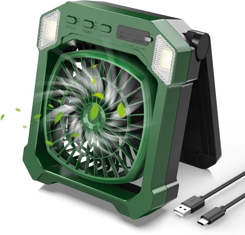 Camping Fan 10000mAh Solar Powered